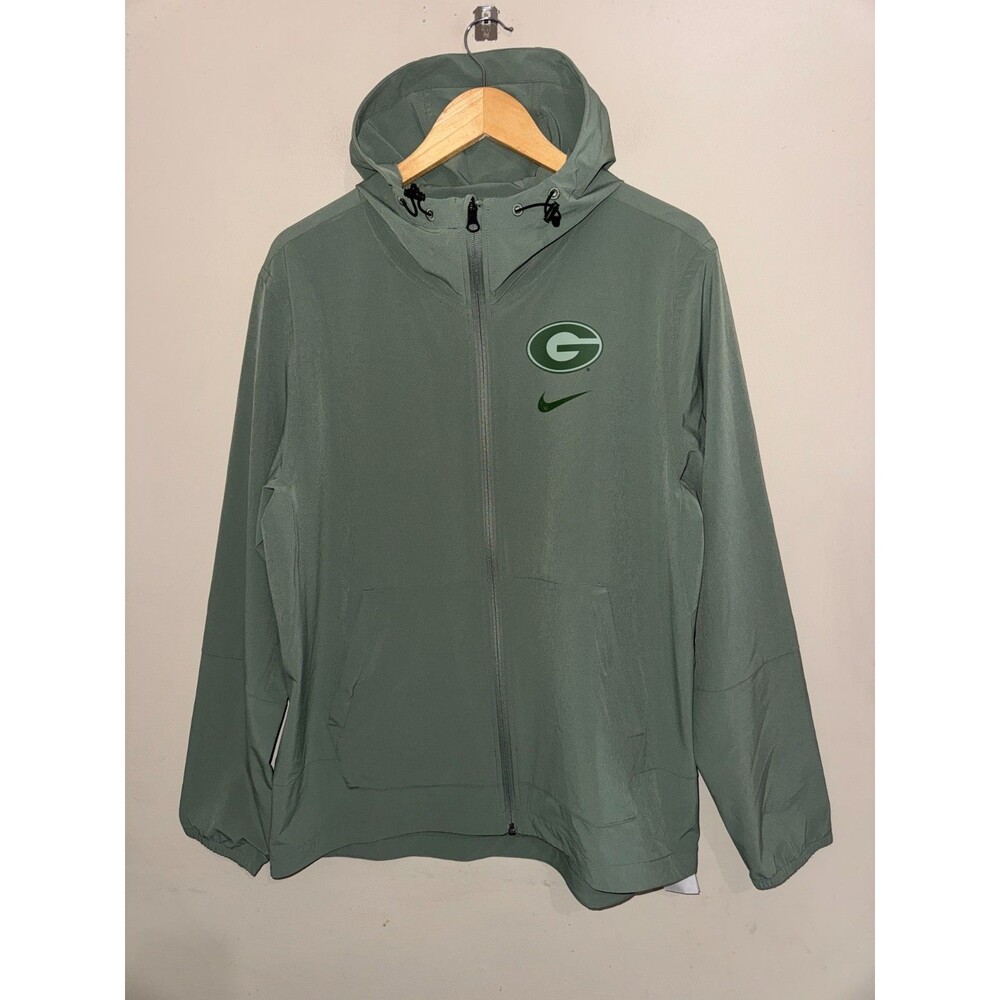 Men L Nike Georgia UGA Football Team Issue PE Full-Zip Hooded Jacket Green NCAA